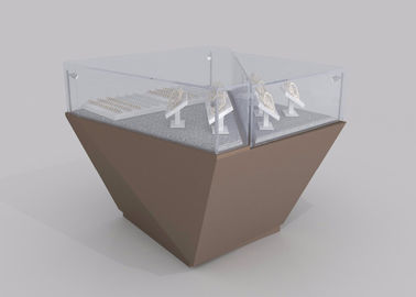 작은 맞춤형 유리 디스플레이 케이스 브라운 세-미 반짝이는 라크가 완성 된 목조 구조