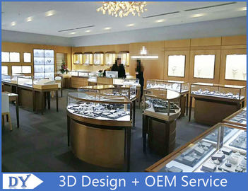 세련된 S / S 상점 보석 디스플레이 케이스 3D 디자인 베이지 + 매트 화이트