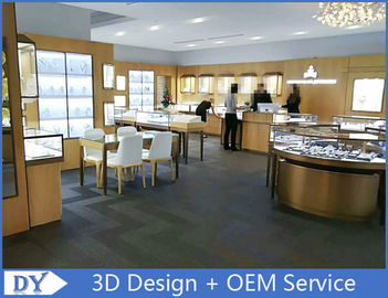 세련된 S / S 상점 보석 디스플레이 케이스 3D 디자인 베이지 + 매트 화이트