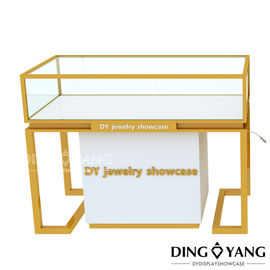 유리 디스플레이와 잠금과 함께 주문 제작 빛나는 흰색 붓 금 보석 테이블